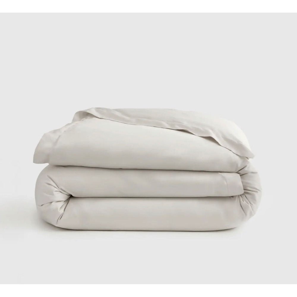 Quince Signature Giza Cotton Sateen Duvet Cover Set King Light Grey NWOT
